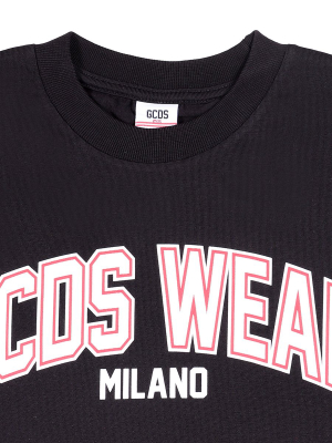 Gcds Kids Logo Print Crewneck T-shirt
