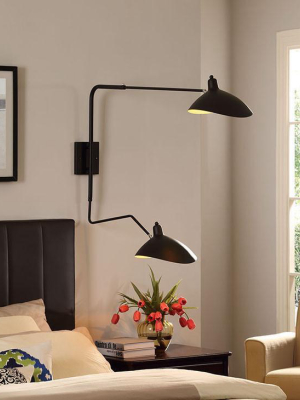 Serge Mouille Style Two Arm Rotating Wall Lamp