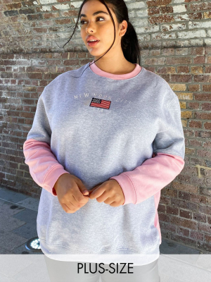 Daisy Street Plus Oversized Sweatshirt With New York Embroidery In Color Block