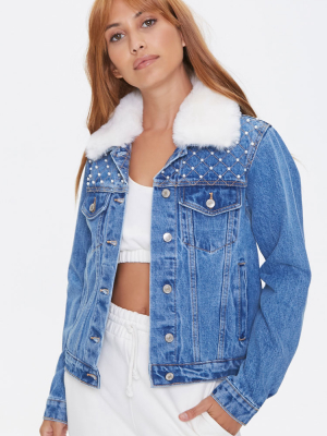 Denim Faux Fur-trim Jacket