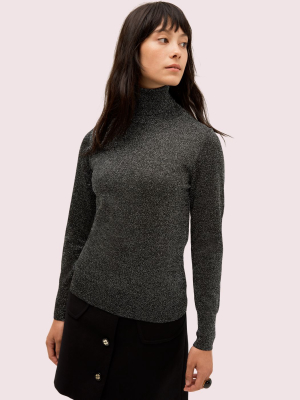 Metallic Ribbed Turtleneck