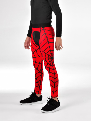 Red Web Pattern Tights For Kids