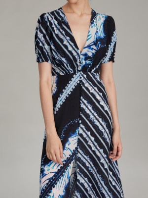 Lea Long Dress In Shibori Print