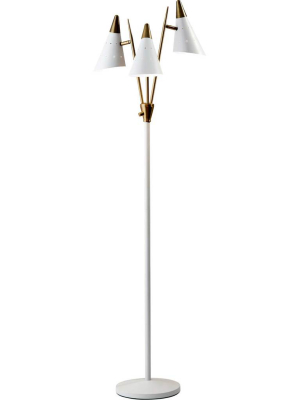 Nancy 3-arm Floor Lamp White/brass