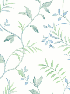 Watercolor Leaf Trail Peel-and-stick Wallpaper In Sea Glass By Nextwall