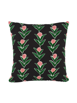 Black Floral Throw Pillow - Cloth & Company