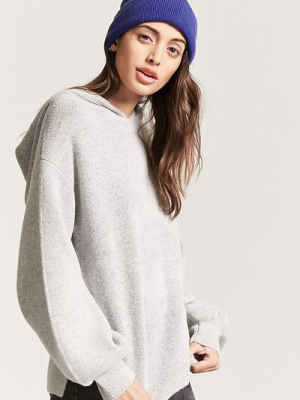 Hooded Balloon-sleeve Sweater