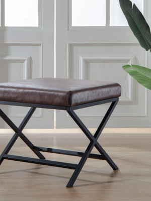 Eluxury Square Ottoman With Metal Base