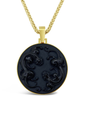 Black Jade Double Chilong Dragon Pendant