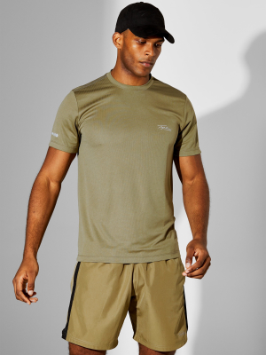 Signature Gym Khaki Logo Gym T-shirt