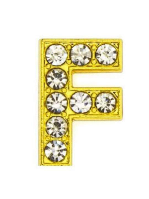 Pave Letter "f" - Gold Charm