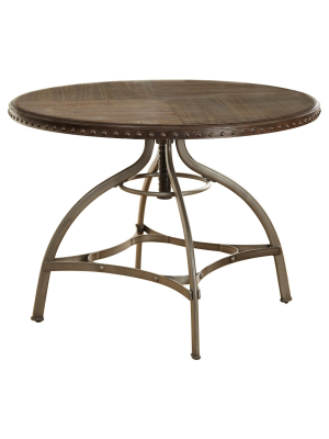 Adjustable Height Dining Table With Nailhead - Pewter Silver - Target Marketing Systems