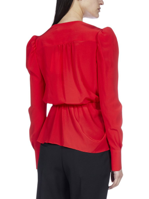 Lanvin Draped Belted Blouse