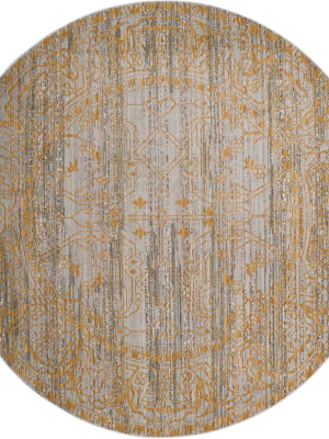 Valencia Gray/gold Round Rug