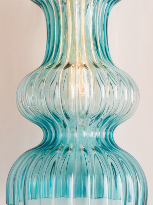 Pomfret 1 Light Pendant With Blue Glass