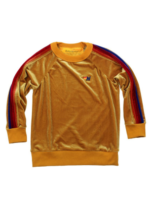Kid's Classic Velvet Crew Sweatshirt - Nugget Gold // Rainbow