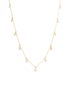 14k Mixed Diamond Dangle Necklace