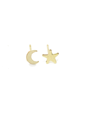 Selah Vie Moon & Star Stud Earrings