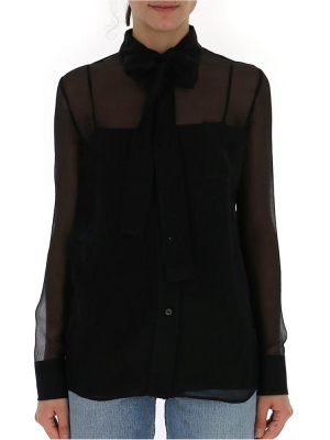 Prada Sheer Bow Collar Blouse