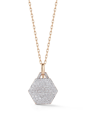 Dora 18k Rose Gold All Diamond Small Hexagon Charm