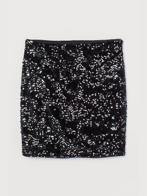 Sequined Velour Skirt