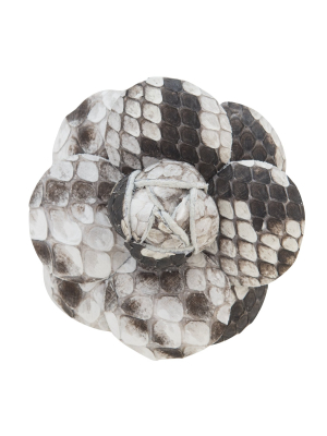 Fleur'd Python Lapel Pin- Grey Camellia