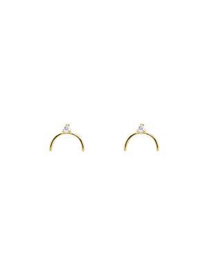 Floating Cz Solitaire Arc Studs