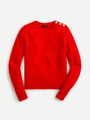 Crewneck Sweater With Shoulder Buttons