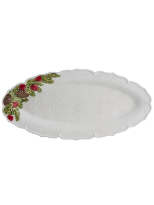 Bordallo Pinheiro Christmas Garland White Oval Platter