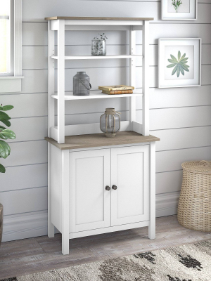 65.94" 5 Shelf Mayfield Bookshelf With Doors Shiplap Gray/pure White - Bush Furniture