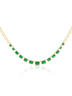 14kt Yellow Gold Emerald Diamond Imelda Necklace