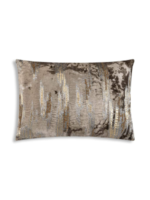 Aida Ombre Metallic Lumbar Pillow, Ivory/stone