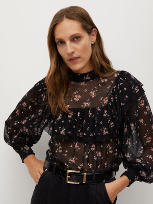 Sheer Flower Blouse