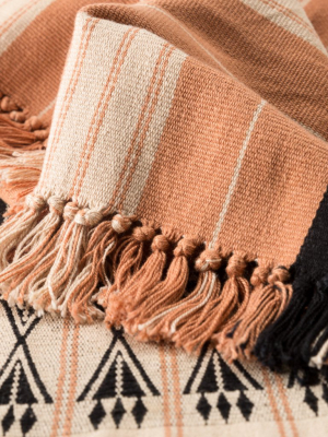 Chang Hand-loomed Tribal Throw In Blush & Beige