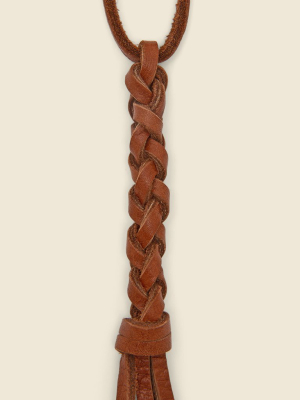 Braided Leather Necklace - Rust