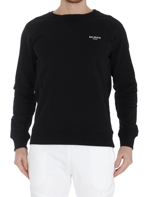 Balmain Flocked Logo Crewneck Sweatshirt