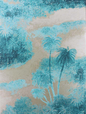 Sample Cocos Wallpaper In Turquoise From The Samana Collection By Matthew Williamson