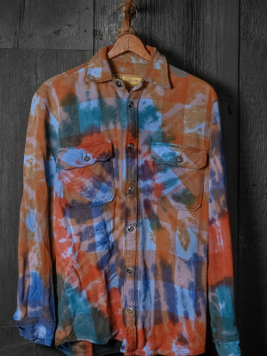 Made Worn Tie Dye Cotton Cashmere Blue Flannel