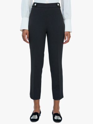 Jewel-button Crepe Pant