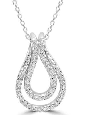 Pompeii3 1/4ct Diamond Everlong Knot Pendant 10k White Gold & 18" Chain