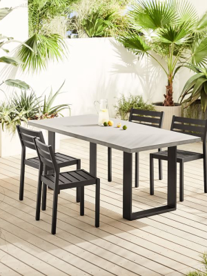Concrete Outdoor 72" Dining Table & Portside Aluminum Dining Chair Set
