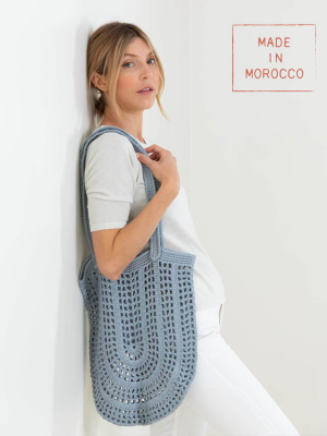 Souk Crochet Tote - Denim