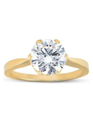 Pompeii3 2 Ct Moissanite Solitaire Engagement Ring 14k Yellow Gold