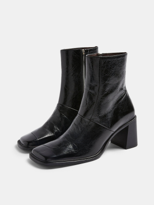 Milan Black Block Leather Boots