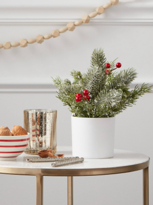 10" X 9" Artificial Pine Tree With Berries In Pot - Threshold™