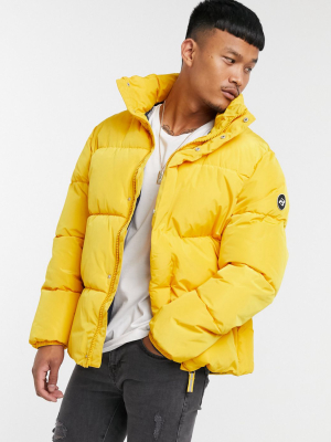 Pull&bear Padded Puffer Jacket In Yellow