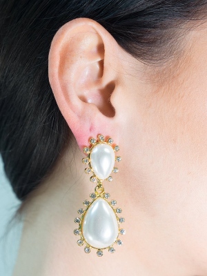 White Drop Pearl Teardrop Pierced Or Clip Earrings