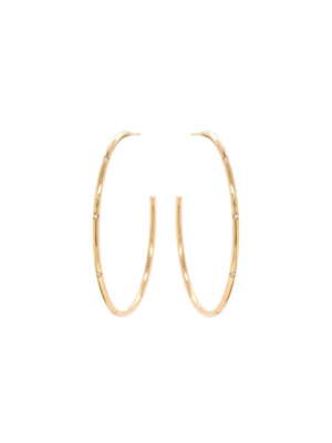 14k Large Wire Hoops With 5 Bead Set Diamonds