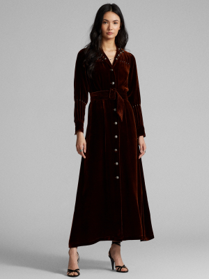 Studded Velvet Shirtdress