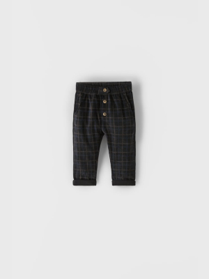 Plaid Fine Waled Corduroy Pants